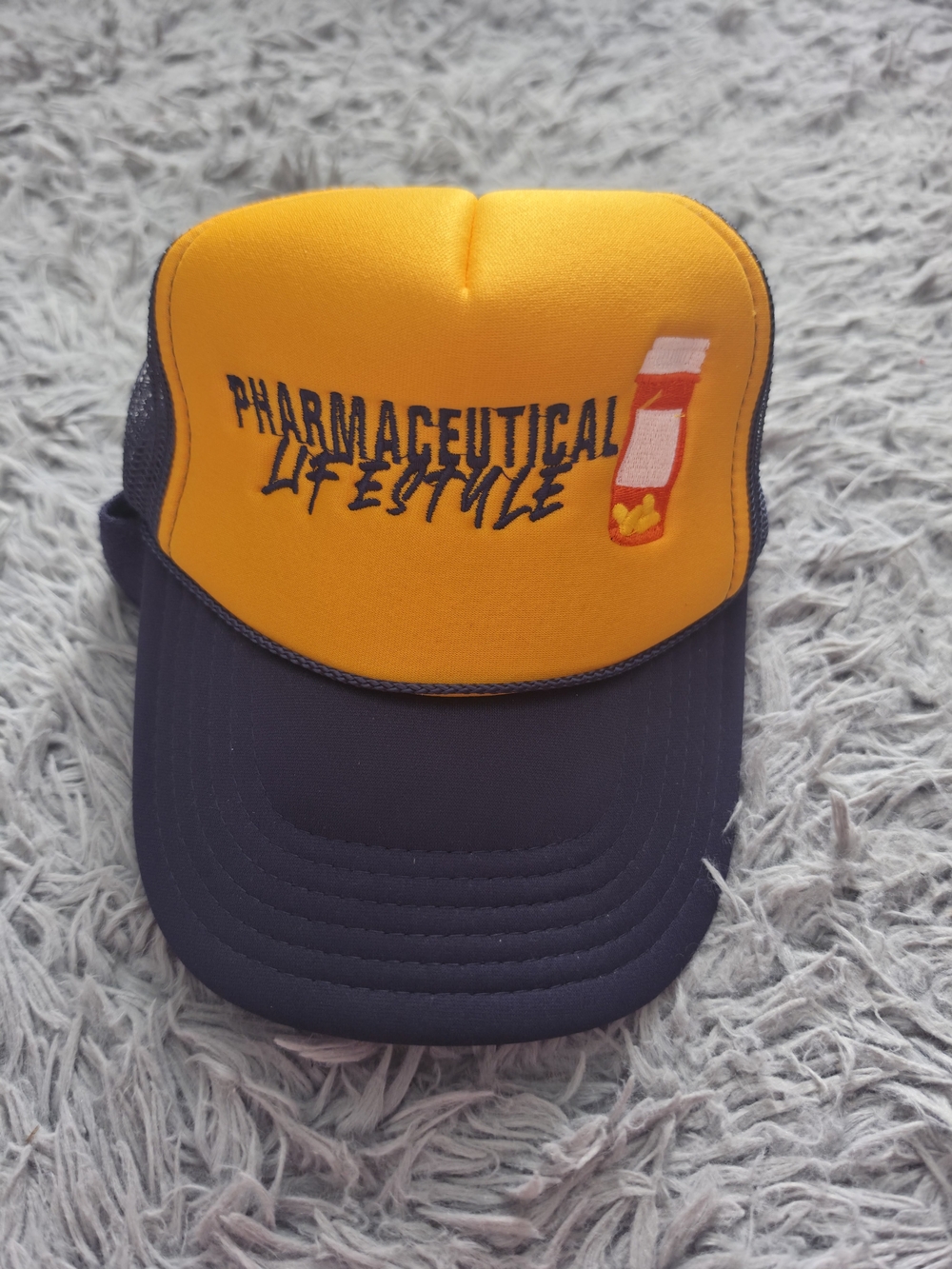 OTTO Men’s Yellow/Navy Trucker Hat, One Size, Adjustable, Mesh Back, Novelty